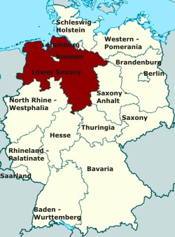 Location map, Lower Saxony Germany